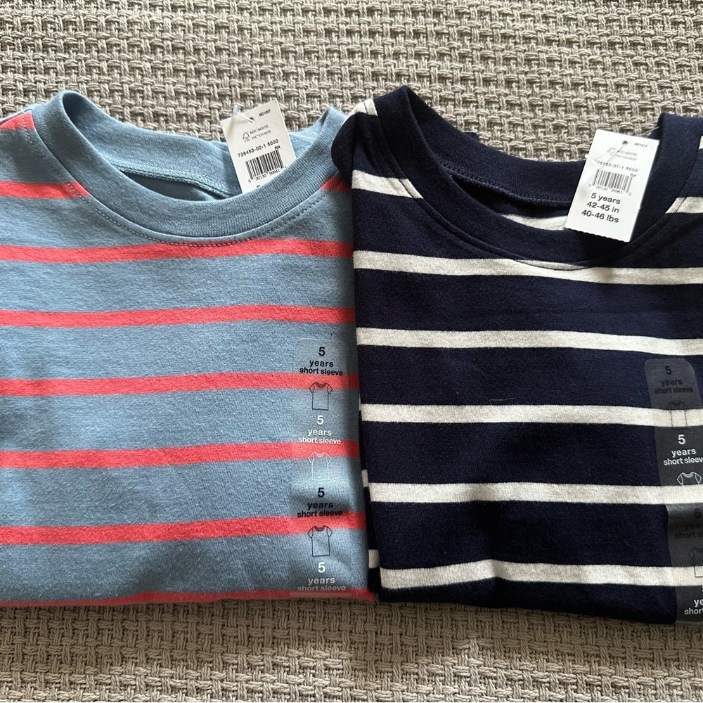 GAP Kids Striped Tees - Blue/Coral, and Navy/White